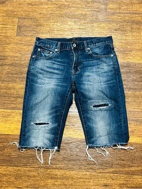 Uniqlo Men's Distressed Indigo Denim Jean Shorts